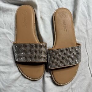 Cat & Jack Silver Rhinestone Slide Sandals